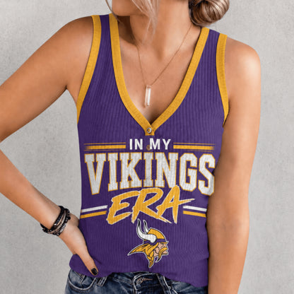 [SPECIAL OFFER] NEW CUSTOMIZED NFL05 MVK MINNESOTA VIKINGS WOMEN'S V-NECK TANK TOP