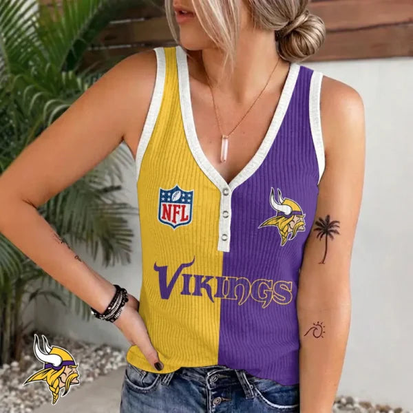 [SPECIAL OFFER] NEW CUSTOMIZED NFL05 MVK MINNESOTA VIKINGS WOMEN'S V-NECK TANK TOP