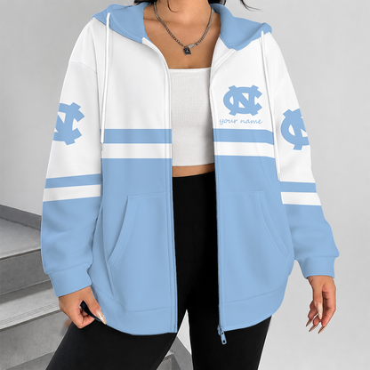 [FAN FAVORITE] NEW CUSTOMIZED NCAA MAM05 NTH NORTH CAROLINA TAR HEELS STRAPPY ZIP HOODIE