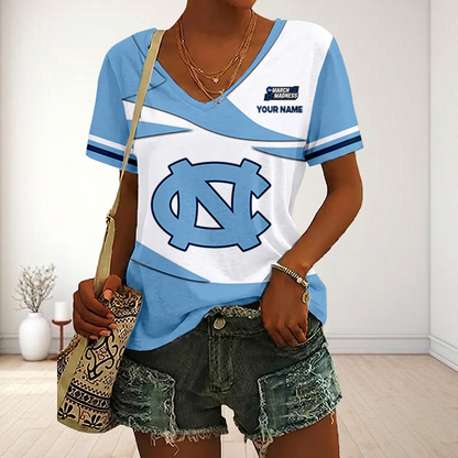 LIMITED DROP - NEW CUSTOMIZED | NCAA MAM05 NTH NC TAR HEELS V-NECK FEMALE SHIRT