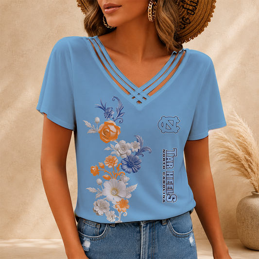 [FAN FAVORITE] NEW CUSTOMIZED NCAA MAM05 NTH NORTH CAROLINA TAR HEELS V-NECK SHIRT