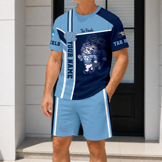 ELITE EDITION - NEW CUSTOMIZED NCAA MAM05 NTH NC TAR HEELS T-SHIRT & SHORT PANTS SET