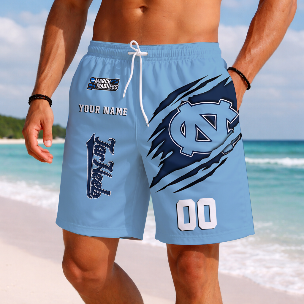 LIMITED EDITION - NEW CUSTOMIZED NCAA MAM05 NTH NORTH CAROLINA TAR HEELS SHORT PANTS