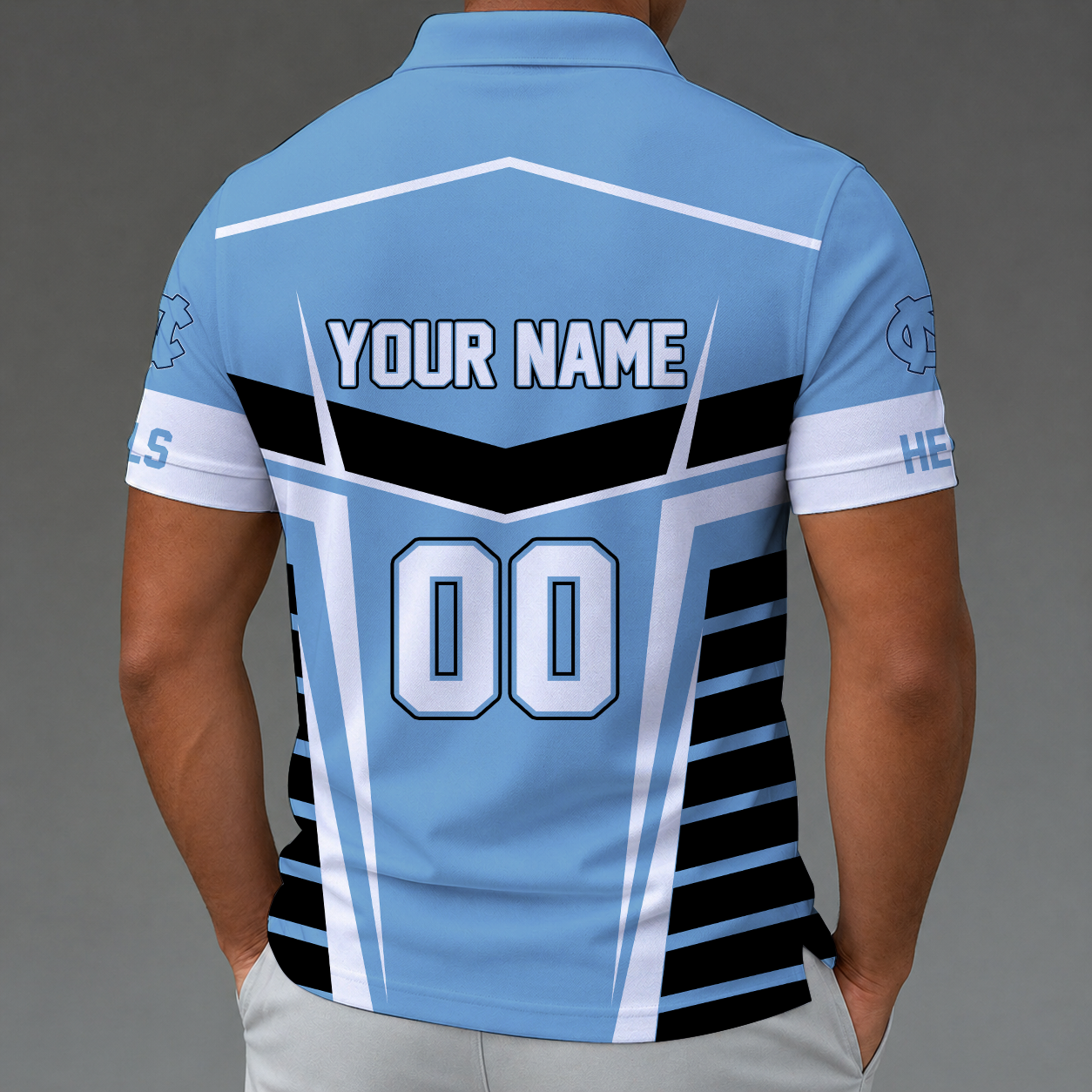 [FAN FAVORITE] NEW CUSTOMIZED NCAA MAM05 NTH NORTH CAROLINA TAR HEELS STRAPPY POLO SHIRT