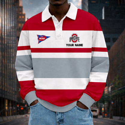 LIMITED EDITION - NEW CUSTOMIZED NCAA FBS05 OSB OHIO STATE BUCKEYES UNISEX LONG SLEEVE POLO