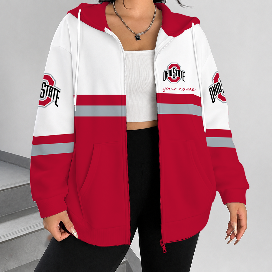 [FAN FAVORITE] NEW CUSTOMIZED NCAA FBS05 OSB OHIO STATE BUCKEYES ZIP HOODIE