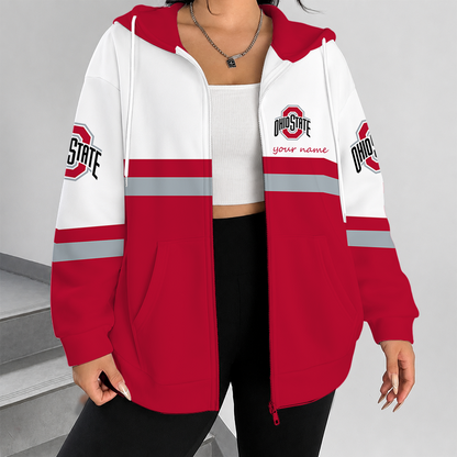 [FAN FAVORITE] NEW CUSTOMIZED NCAA FBS05 OSB OHIO STATE BUCKEYES ZIP HOODIE