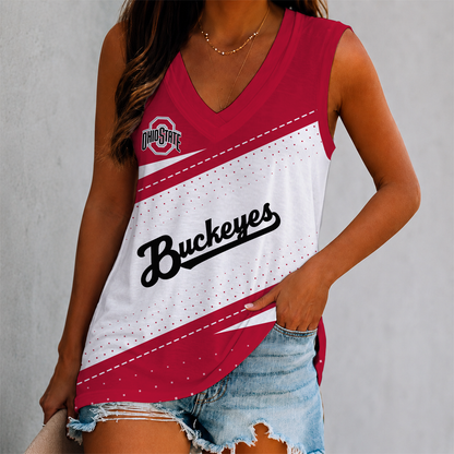 EXCLUSIVE EDITION - NEW CUSTOMIZED NCAA FBS05 OSB OHIO STATE BUCKEYES WOMEN'S V-NECK TANK TOP