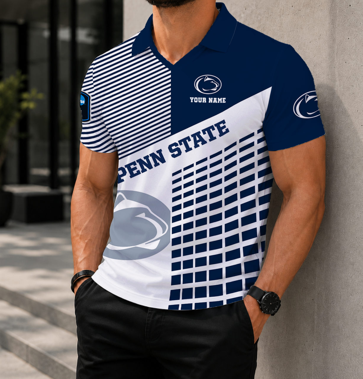 LIMITED EDITION - NEW CUSTOMIZED NCAA CFH05 PNL PENN STATE NITTANY LIONS POLO SHIRT