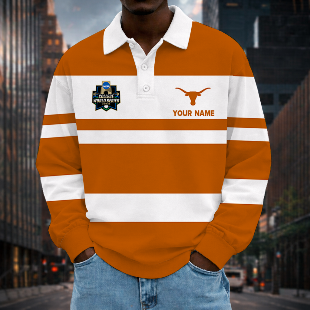 LIMITED EDITION - NEW CUSTOMIZED NCAA CWS05 TXL TEXAS LONGHORNS UNISEX LONG SLEEVE POLO