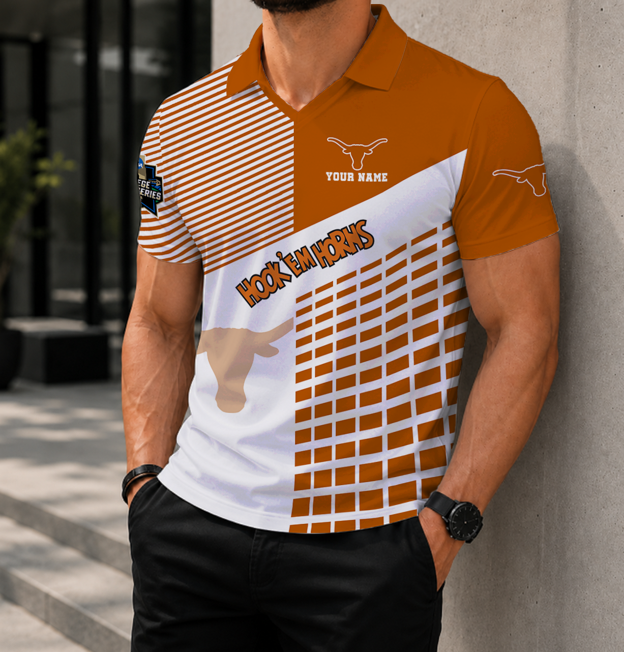 VIRAL EDITION - NEW CUSTOMIZED NCAA CWS05 TXL TEXAS LONGHORNS POLO SHIRT