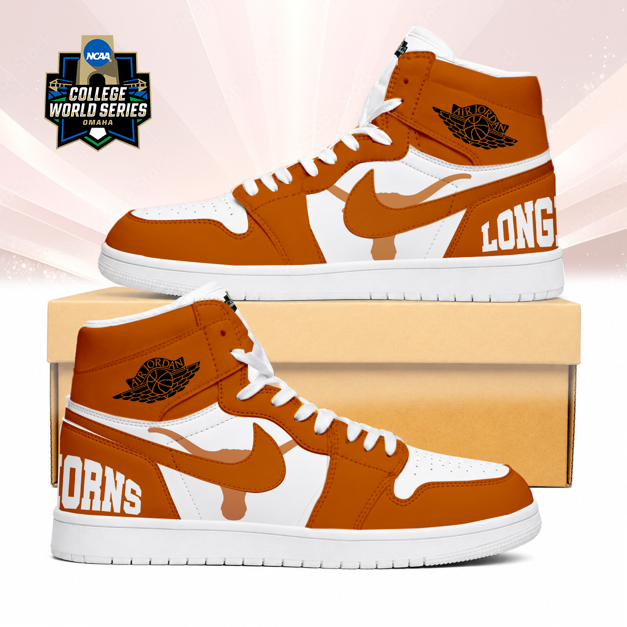 LIMITED EDITION - NEW CUSTOMIZED NCAA CWS05 TXL TEXAS LONGHORNS AIR JORDAN SNEAKERS