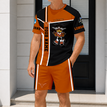 ELITE EDITION - NEW CUSTOMIZED NCAA CWS05 TXL TEXAS LONGHORNS T-SHIRT & SHORT PANTS SET