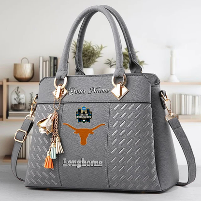LIMITED EDITION - NEW CUSTOMIZED NCAA CWS05 TXL TEXAS LONGHORNS ZIP HANDBAG MULTICOLOR
