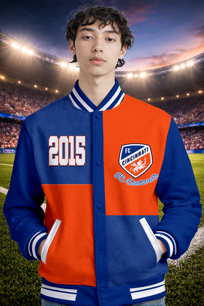 LIMITED EDITION - NEW CUSTOMIZED MLS05 FCC FC CINCINNATI SATIN VARSITY & BASEBALL JACKET