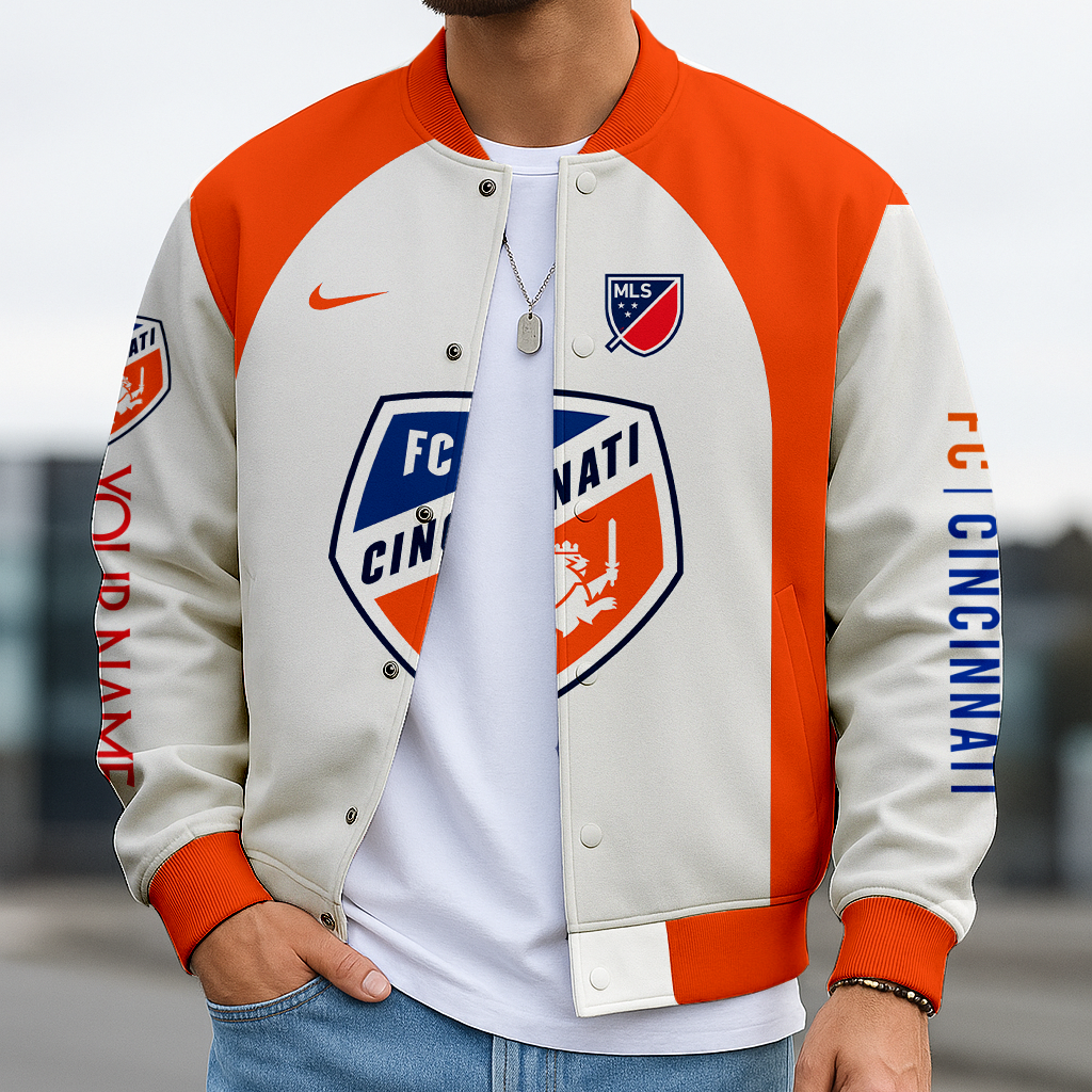 LIMITED EDITION - NEW CUSTOMIZED MLS05 FCC FC CINCINNATI SATIN VARSITY & BASEBALL JACKET