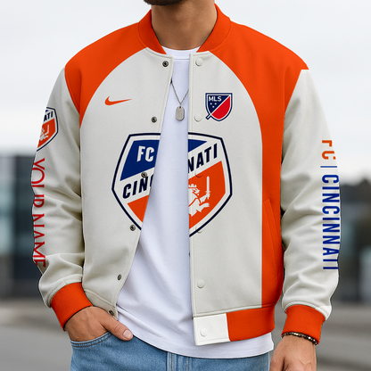 LIMITED EDITION - NEW CUSTOMIZED MLS05 FCC FC CINCINNATI SATIN VARSITY & BASEBALL JACKET