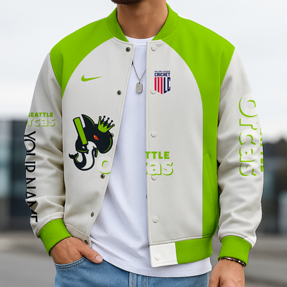 LIMITED EDITION - NEW CUSTOMIZED MLC05 SEO SEATTLE ORCAS SATIN VARSITY & BASEBALL JACKET