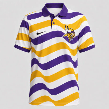 [SPECIAL OFFER] NEW CUSTOMIZED NFL05 MVK MINNESOTA VIKINGS STRIPED POLO SHIRT