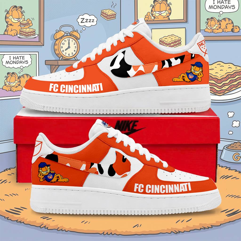 FINAL SALE - NEW CUSTOMIZED MLS05 FCC FC CINCINNATI x GARFIELD AF1 SNEAKERS