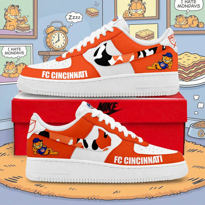 FINAL SALE - NEW CUSTOMIZED MLS05 FCC FC CINCINNATI x GARFIELD AF1 SNEAKERS