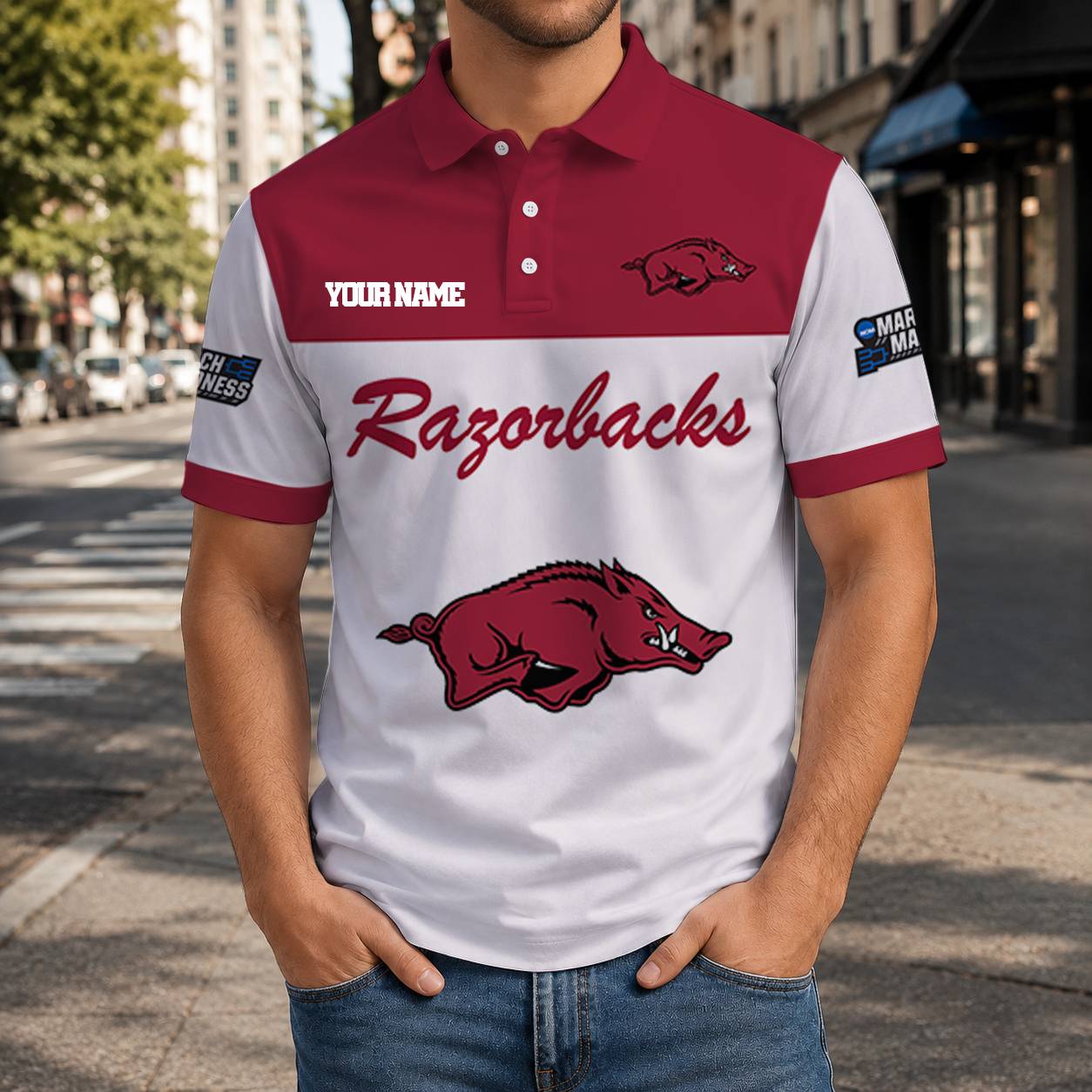 LIMITED EDITION - NEW CUSTOMIZED NCAA MAM06 AKR ARKANSAS RAZORBACKS T-SHIRT, POLO SHIRT, ZIP POLO SHIRT, SWEATSHIRT, HOODIE & ZIP HOODIE