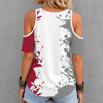 [FAN FAVORITE] NEW CUSTOMIZED NCAA MAM06 AKR ARKANSAS RAZORBACKS CRISS CROSS V-NECK TOP