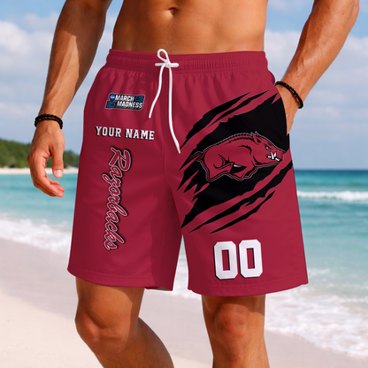 LIMITED EDITION - NEW CUSTOMIZED NCAA MAM06 AKR ARKANSAS RAZORBACKS SHORT PANTS