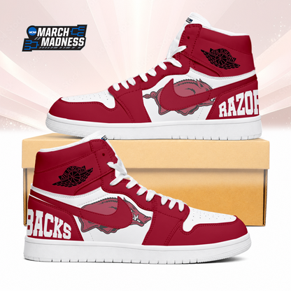 LIMITED EDITION - NEW CUSTOMIZED NCAA MAM06 AKR ARKANSAS RAZORBACKS AIR JORDAN SNEAKERS
