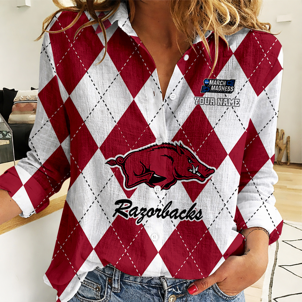 LIMITED DROP - NEW CUSTOMIZED | NCAA MAM06 AKR AK RAZORBACKS WOMEN CASUAL SHIRT FOR FAN
