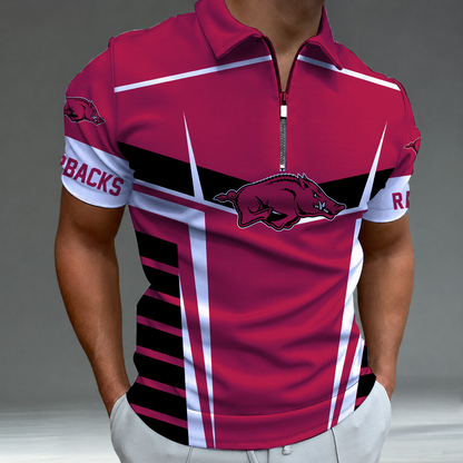 [FAN FAVORITE] NEW CUSTOMIZED NCAA MAM06 AKR ARKANSAS RAZORBACKS STRAPPY POLO SHIRT