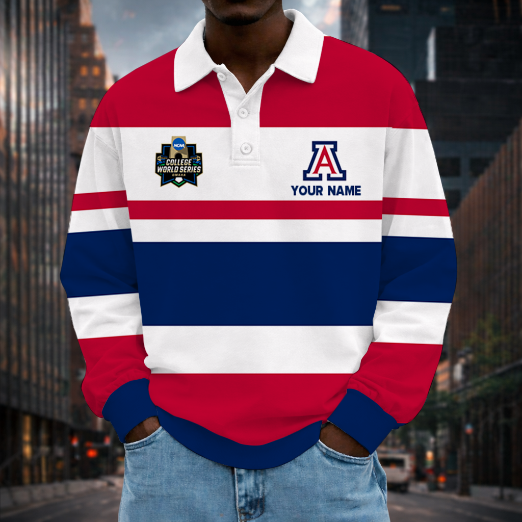 LIMITED EDITION - NEW CUSTOMIZED NCAA CWS06 ARW ARIZONA WILDCATS UNISEX LONG SLEEVE POLO