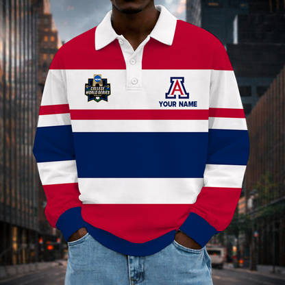 LIMITED EDITION - NEW CUSTOMIZED NCAA CWS06 ARW ARIZONA WILDCATS UNISEX LONG SLEEVE POLO
