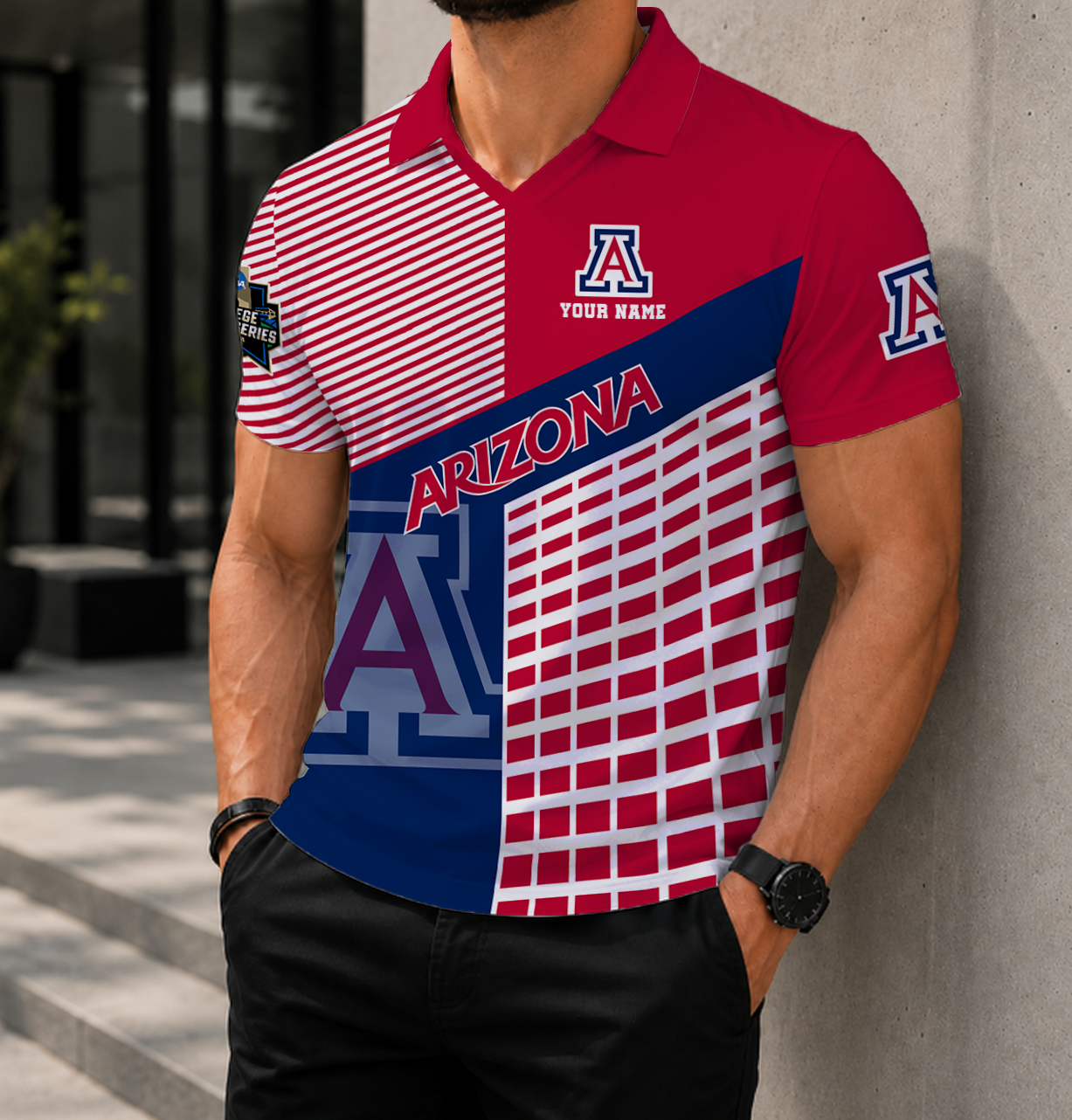 VIRAL EDITION - NEW CUSTOMIZED NCAA CWS06 ARW ARIZONA WILDCATS POLO SHIRT