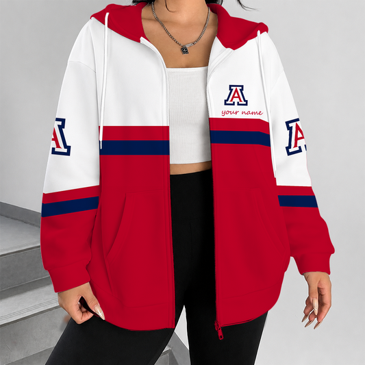 [FAN FAVORITE] NEW CUSTOMIZED NCAA CWS06 ARW ARIZONA WILDCATS ZIP HOODIE