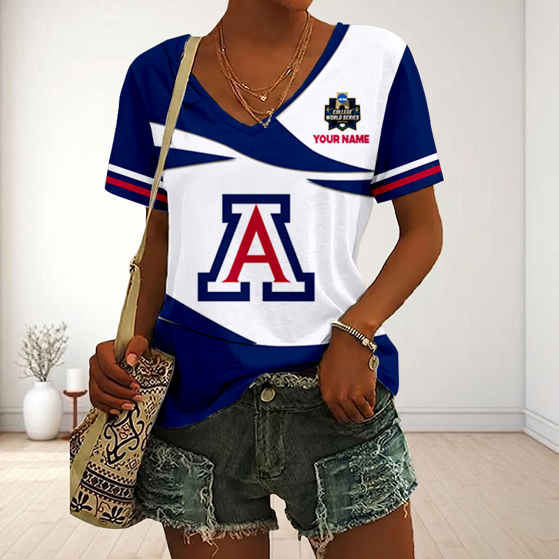 LIMITED DROP - NEW CUSTOMIZED | NCAA CWS06 ARW AR WILCATS V-NECK FEMALE SHIRT