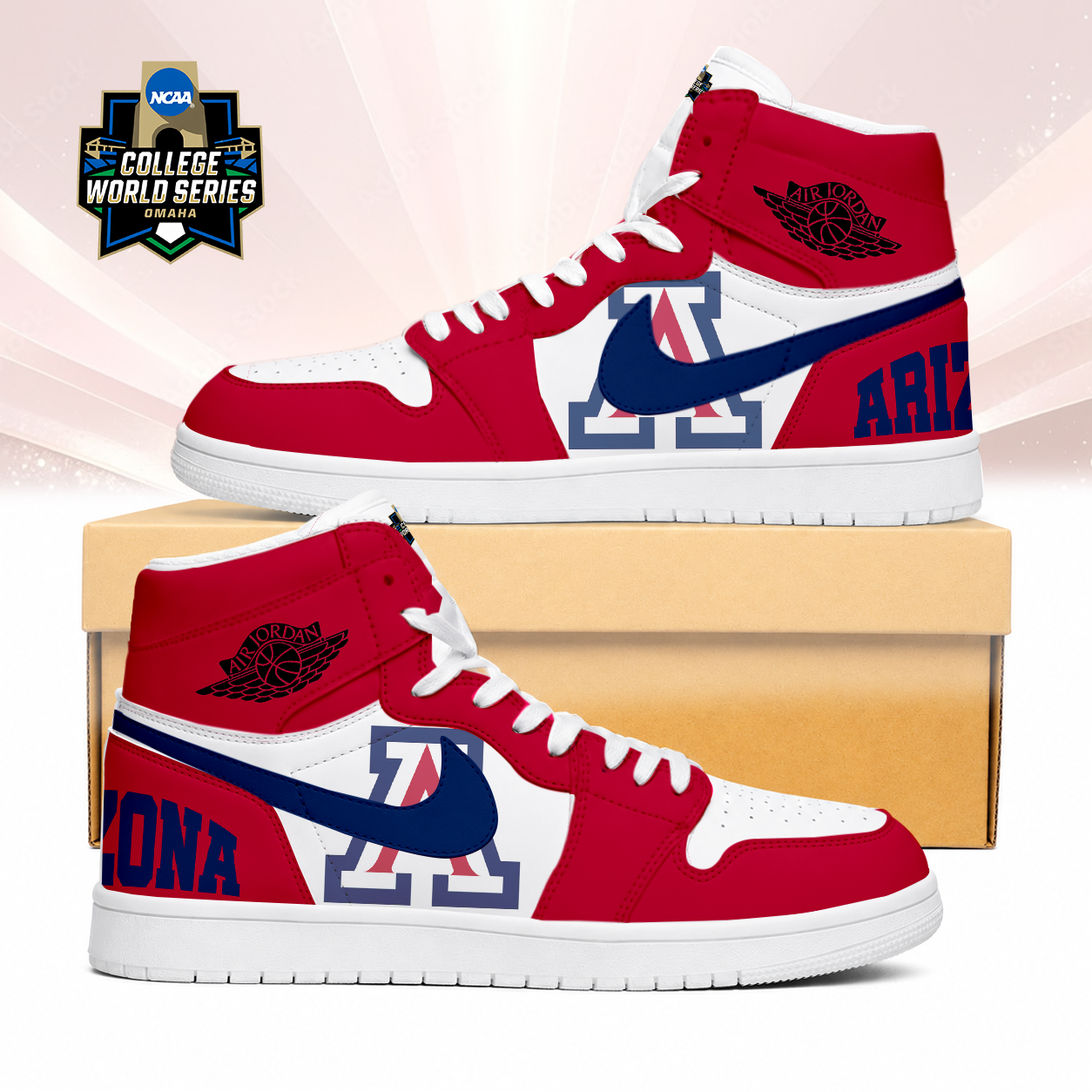 LIMITED EDITION - NEW CUSTOMIZED NCAA CWS06 ARW ARIZONA WILDCATS AIR JORDAN SNEAKERS