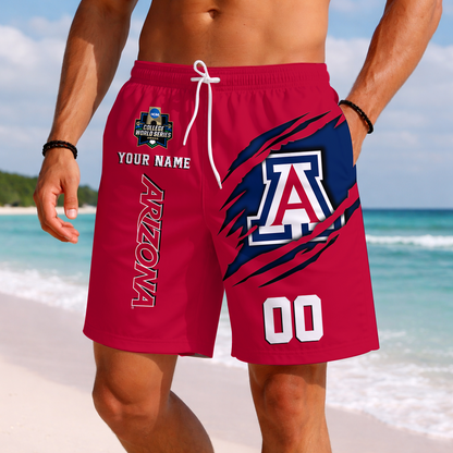 LIMITED EDITION - NEW CUSTOMIZED NCAA CWS06 ARW ARIZONA WILDCATS SHORT PANTS