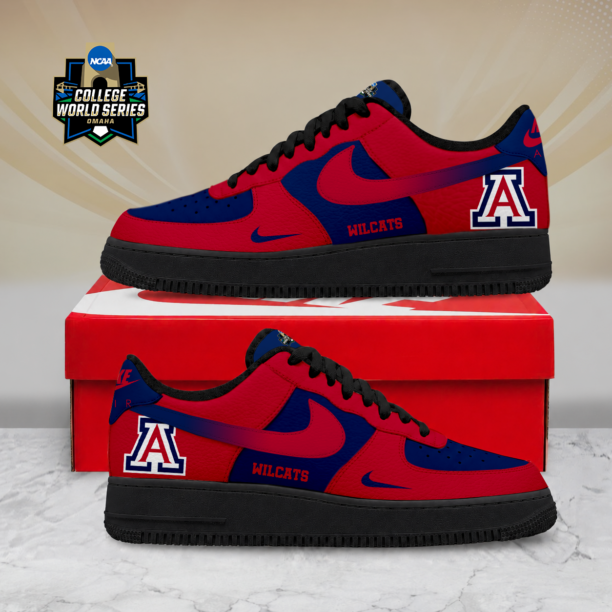 SPECIAL EDITION - NEW CUSTOMIZED NCAA CWS06 ARW ARIZONA WILDCATS AF1 SHOES