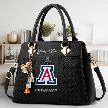 LIMITED EDITION - NEW CUSTOMIZED NCAA CWS06 ARW ARIZONA WILDCATS ZIP HANDBAG MULTICOLOR