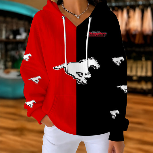 [FAN EXCLUSIVE] NEW CUSTOMIZED CFL06 CGY CALGARY STAMPEDERS STRAPPY RIBBED HOODIE & SWEATSHIRT