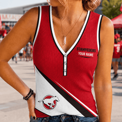 [FAN EXCLUSIVE] NEW CUSTOMIZED CFL06 CGY CALGARY STAMPEDERS WOMEN'S V-NECK TANK TOP