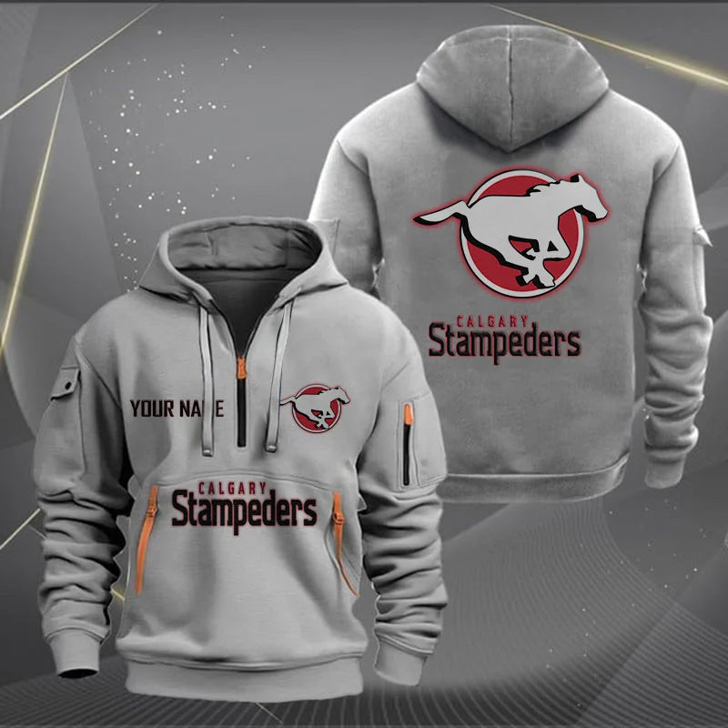 [FAN EXCLUSIVE] NEW CUSTOMIZED CFL06 CGY CALGARY STAMPEDERS MUTICOLOR QUARTER ZIP HOODIE