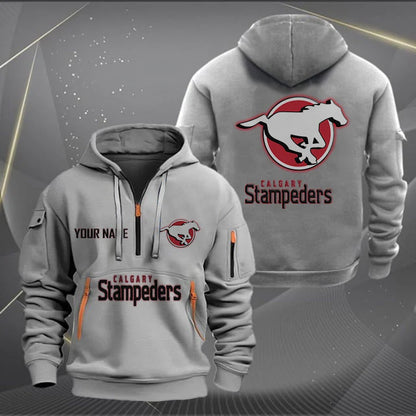[FAN EXCLUSIVE] NEW CUSTOMIZED CFL06 CGY CALGARY STAMPEDERS MUTICOLOR QUARTER ZIP HOODIE