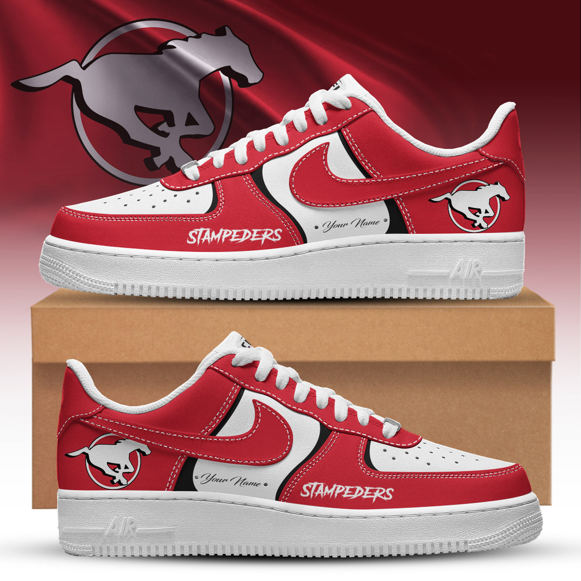 [FAN EXCLUSIVE] NEW CUSTOMIZED CFL06 CGY CALGARY STAMPEDERS AF1 SHOES