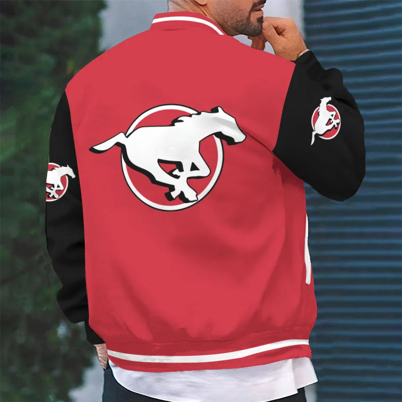 [FAN EXCLUSIVE] NEW CUSTOMIZED CFL06 CGY CALGARY STAMPEDERS BASEBALL JACKET & SATIN VARSITY JACKET