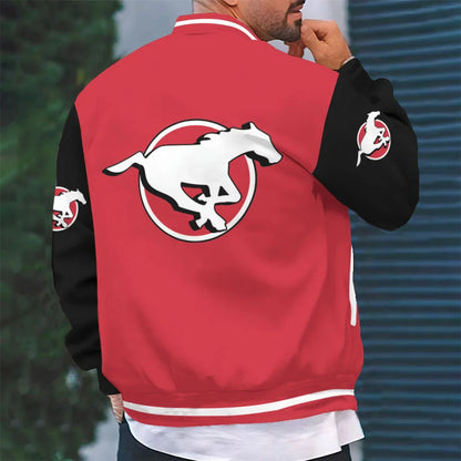 [FAN EXCLUSIVE] NEW CUSTOMIZED CFL06 CGY CALGARY STAMPEDERS BASEBALL JACKET & SATIN VARSITY JACKET
