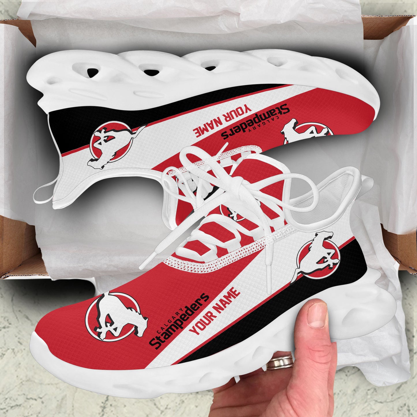 [FAN EXCLUSIVE] NEW CUSTOMIZED CFL06 CGY CALGARY STAMPEDERS MAX SOUL SHOES