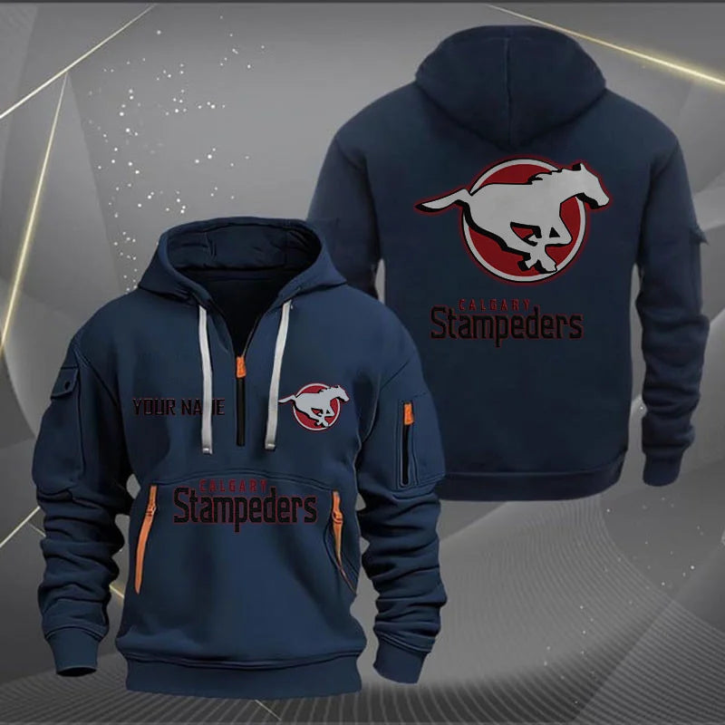 [FAN EXCLUSIVE] NEW CUSTOMIZED CFL06 CGY CALGARY STAMPEDERS MUTICOLOR QUARTER ZIP HOODIE