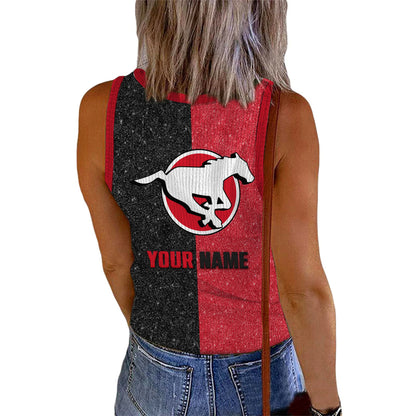 [FAN EXCLUSIVE] NEW CUSTOMIZED CFL06 CGY CALGARY STAMPEDERS WOMEN'S V-NECK TANK TOP